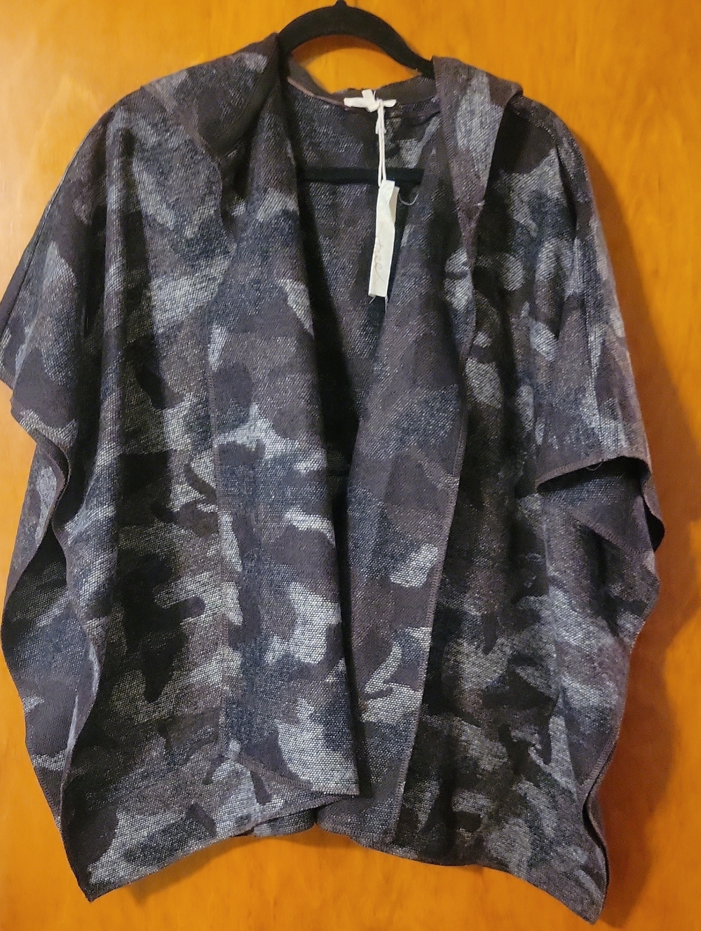 Mystree Brown Knit Hooded Poncho with Floral Lining